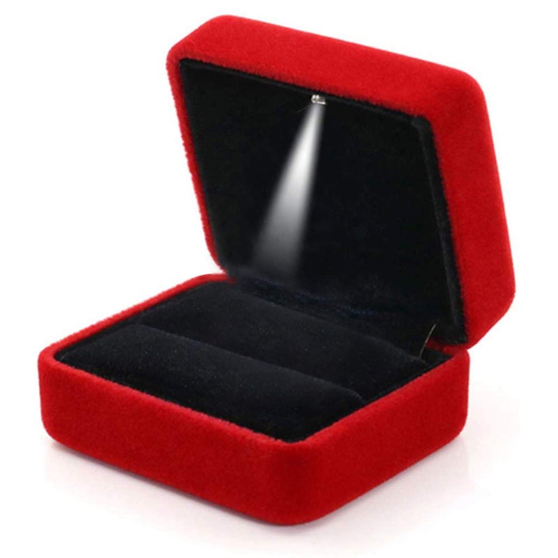 GBYAN Velvet Ring Box with LED Light Jewelry Display Gift Box for Proposal,Engagement, Wedding - Image 1